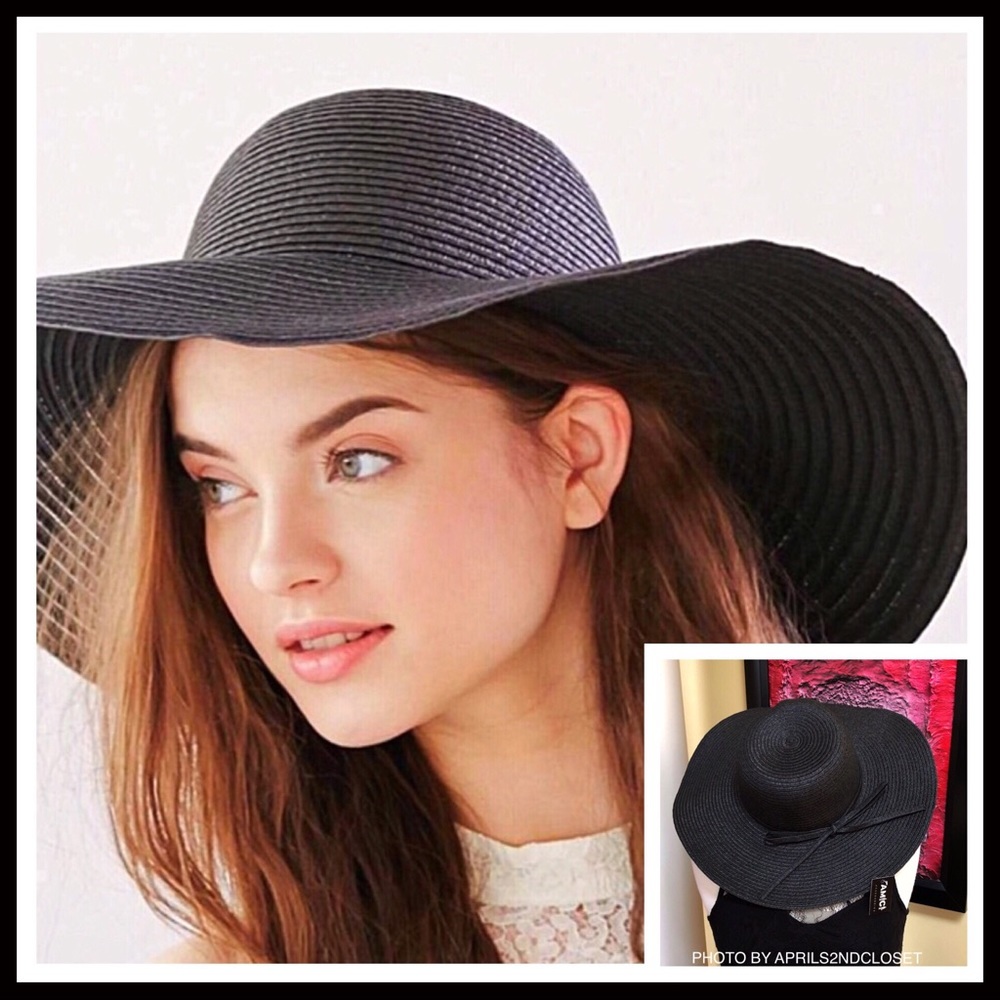 Black Floppy Wide Brim Oversized Fedora Panama Hat - Picture 1 of 8